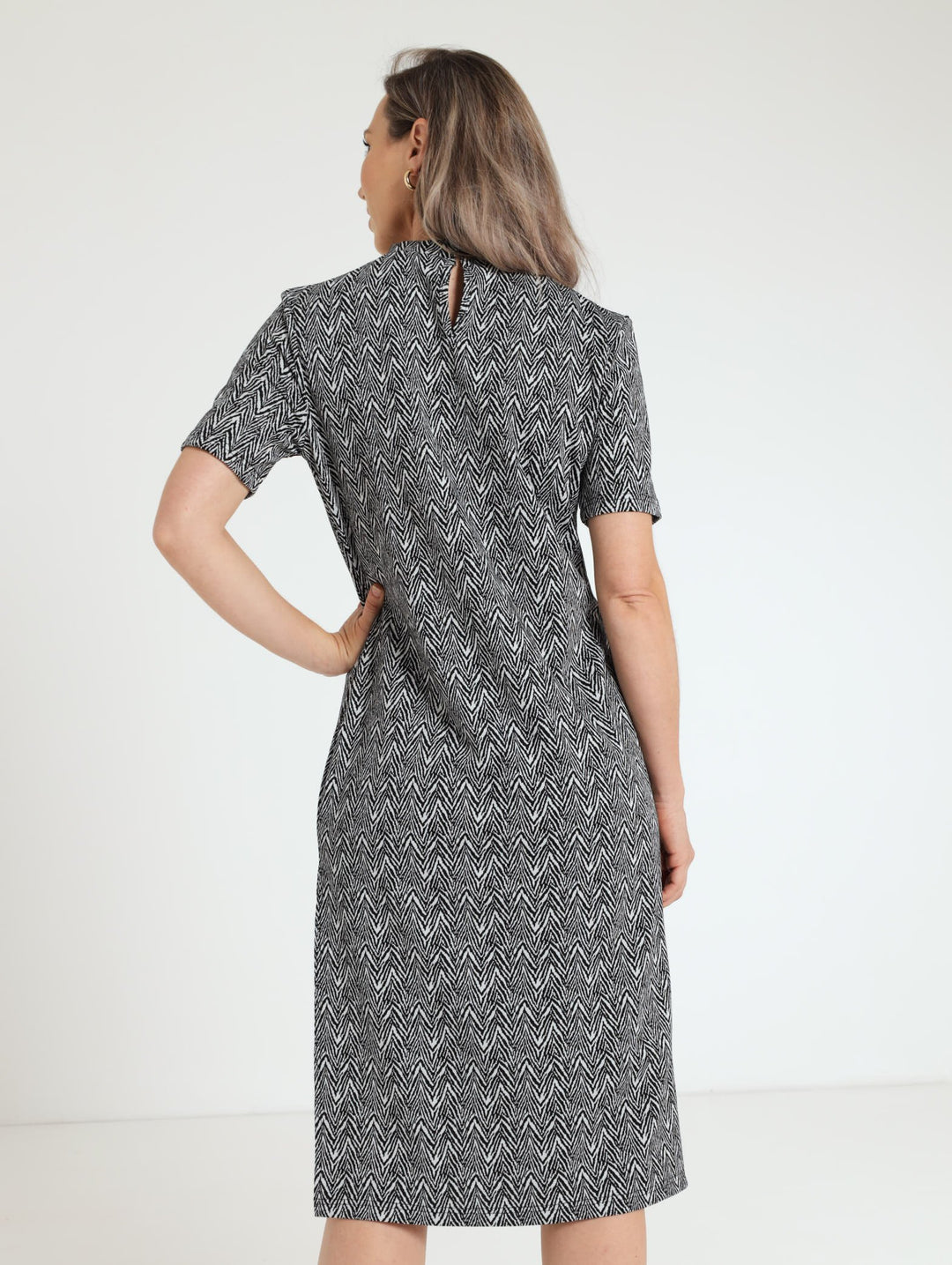 Turtle Tube Jacquard Zebra Dress - Black/White