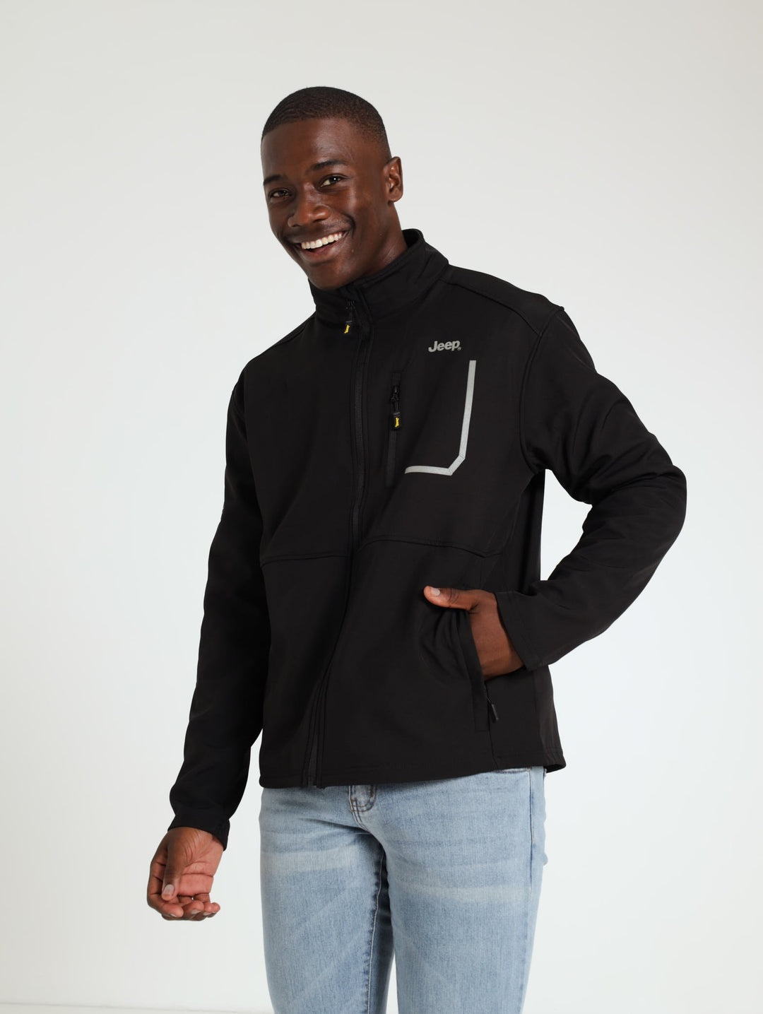 Zip Through Soft Shell Jacket - Black