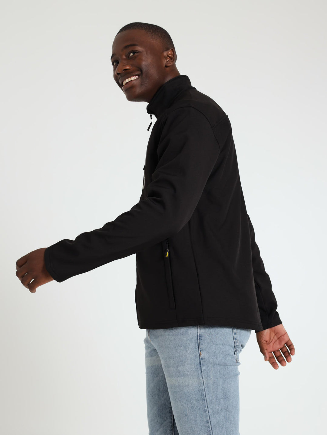 Zip Through Soft Shell Jacket - Black