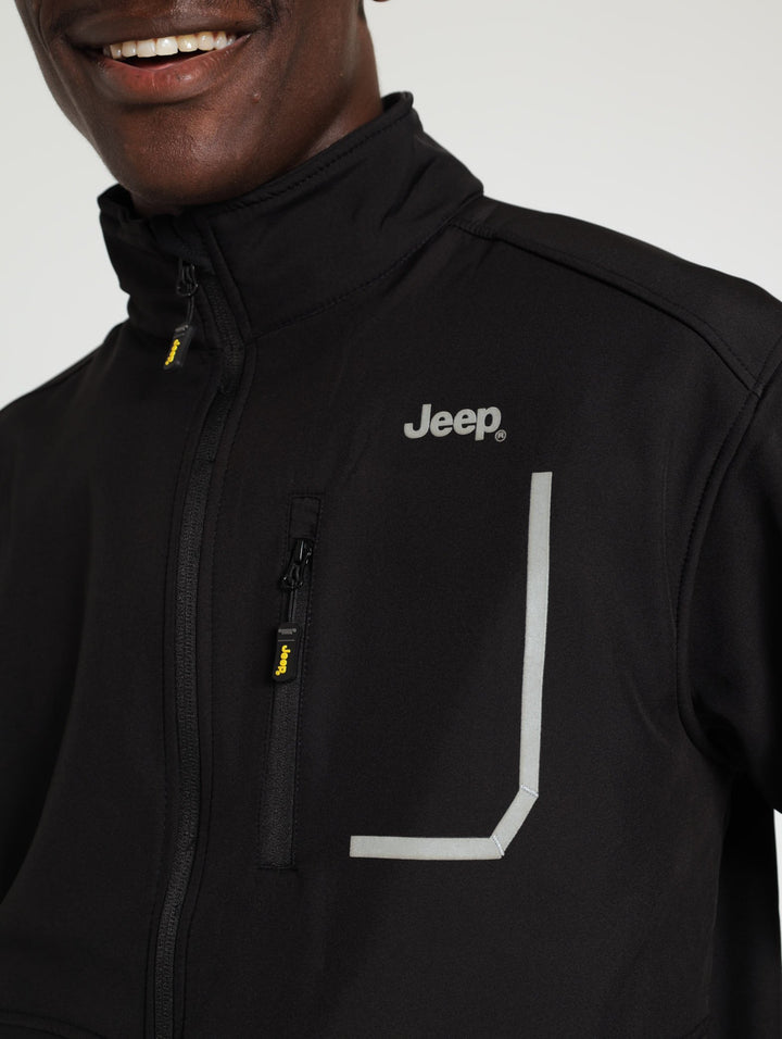 Zip Through Soft Shell Jacket - Black