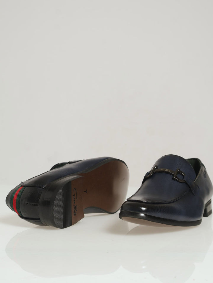 Heel Slip On With Metal Trim Detail - Navy