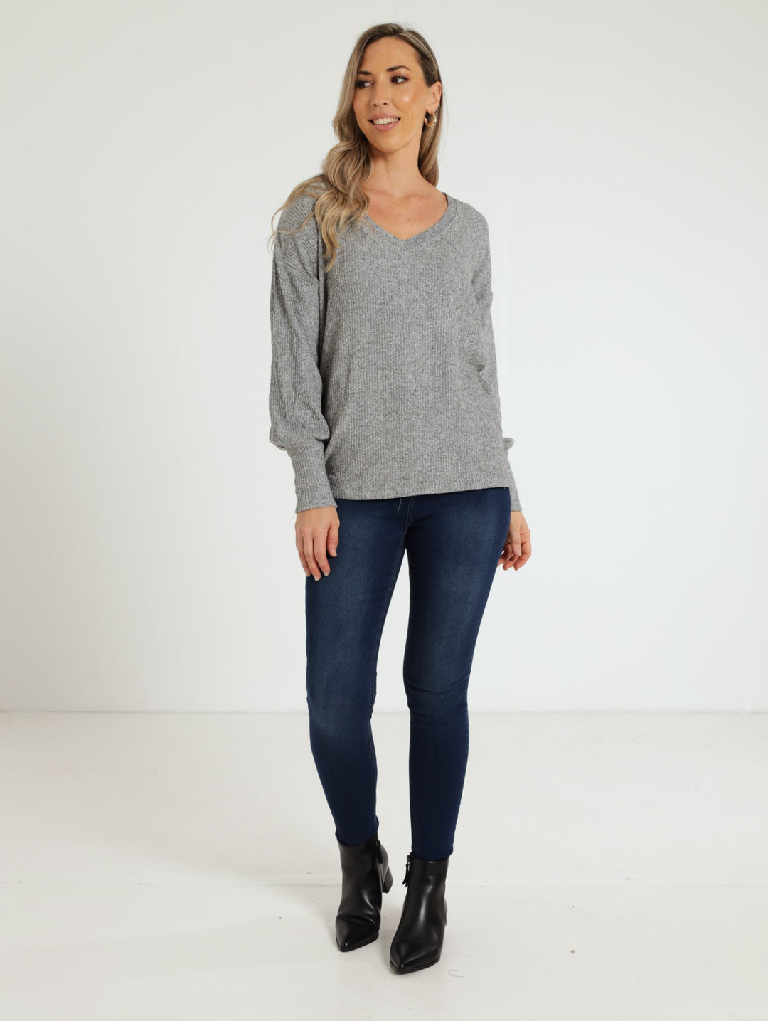 Hilo Slouchy Sweater - Grey Melange