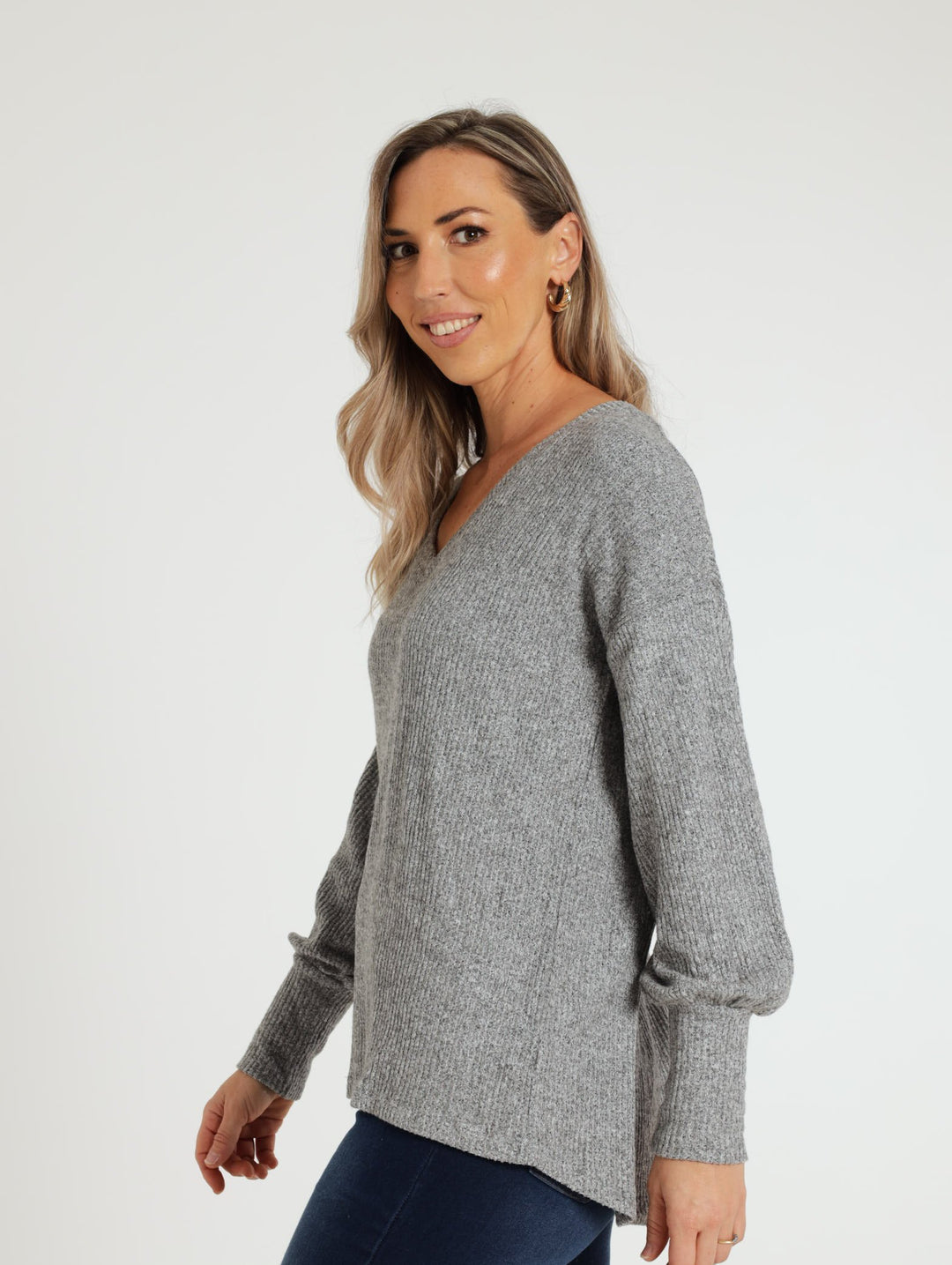 Hilo Slouchy Sweater - Grey Melange