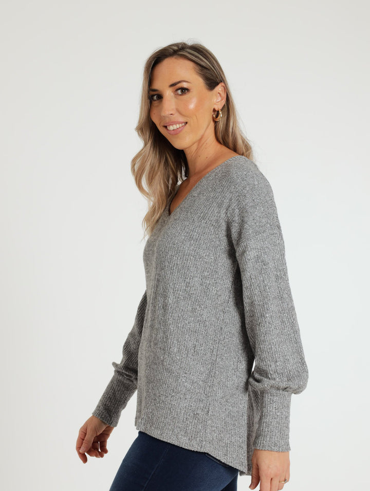 Hilo Slouchy Sweater - Grey Melange
