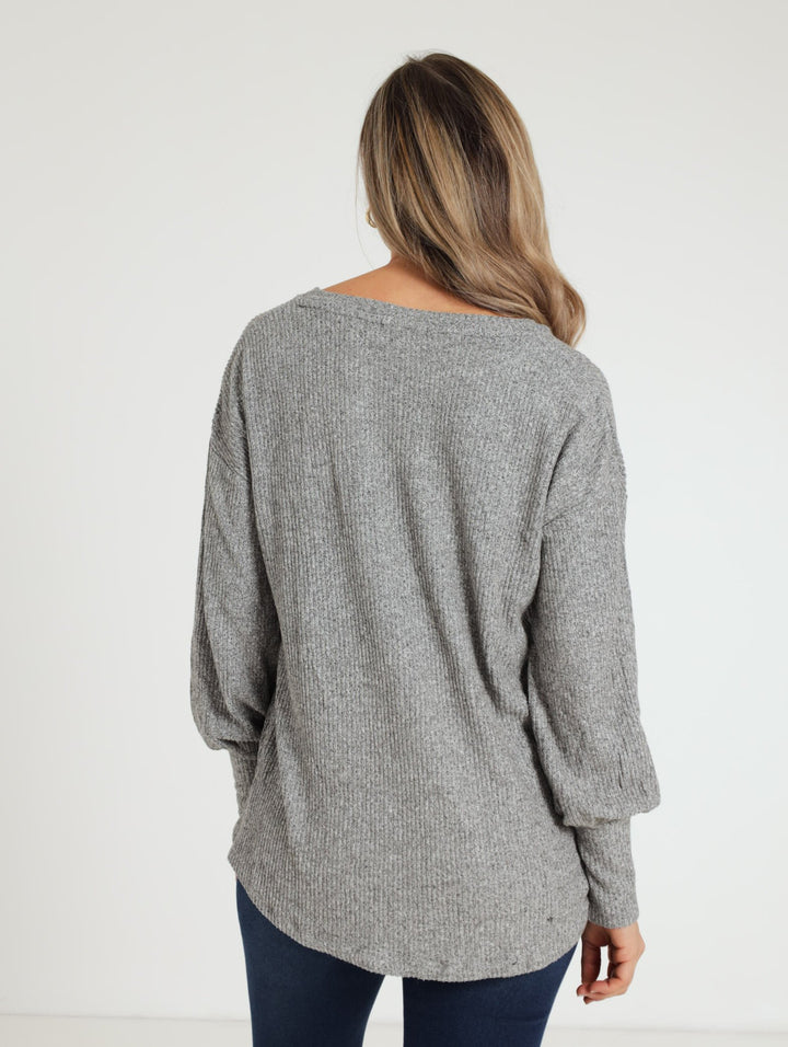 Hilo Slouchy Sweater - Grey Melange