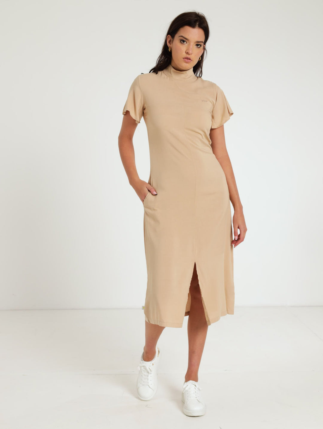 Turtle Neck Dress - Bone