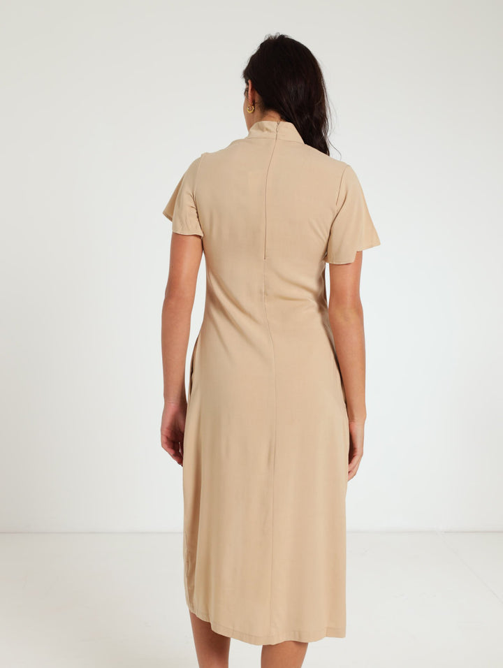 Turtle Neck Dress - Bone