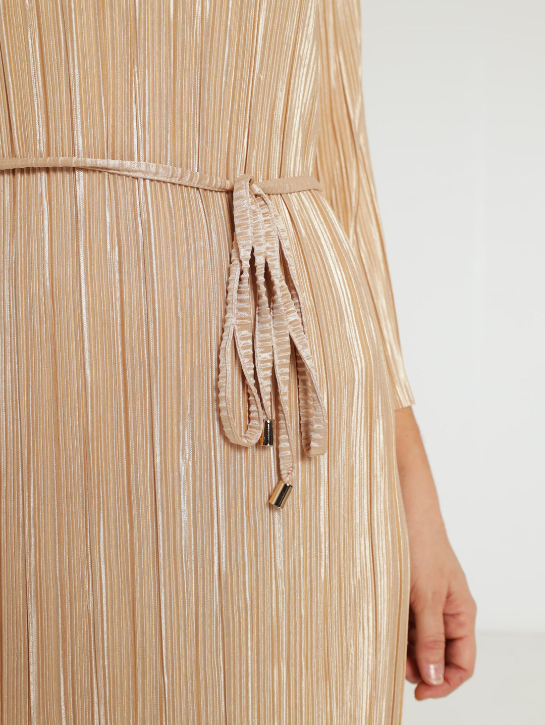 Plisse Midi Dress - Champagne