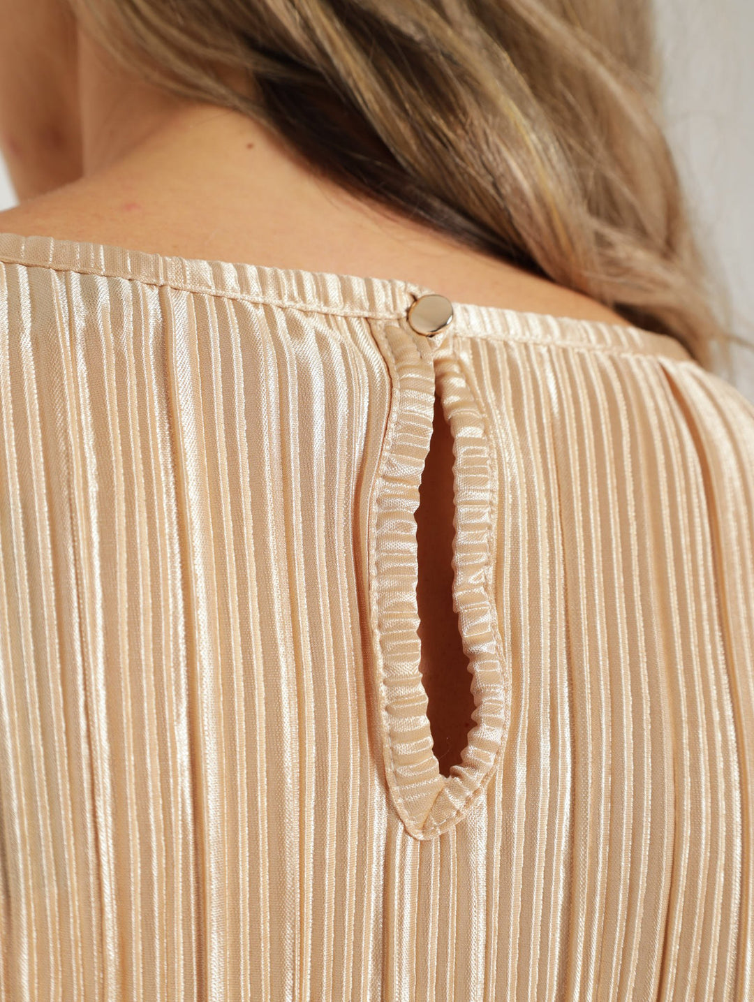 Plisse Midi Dress - Champagne