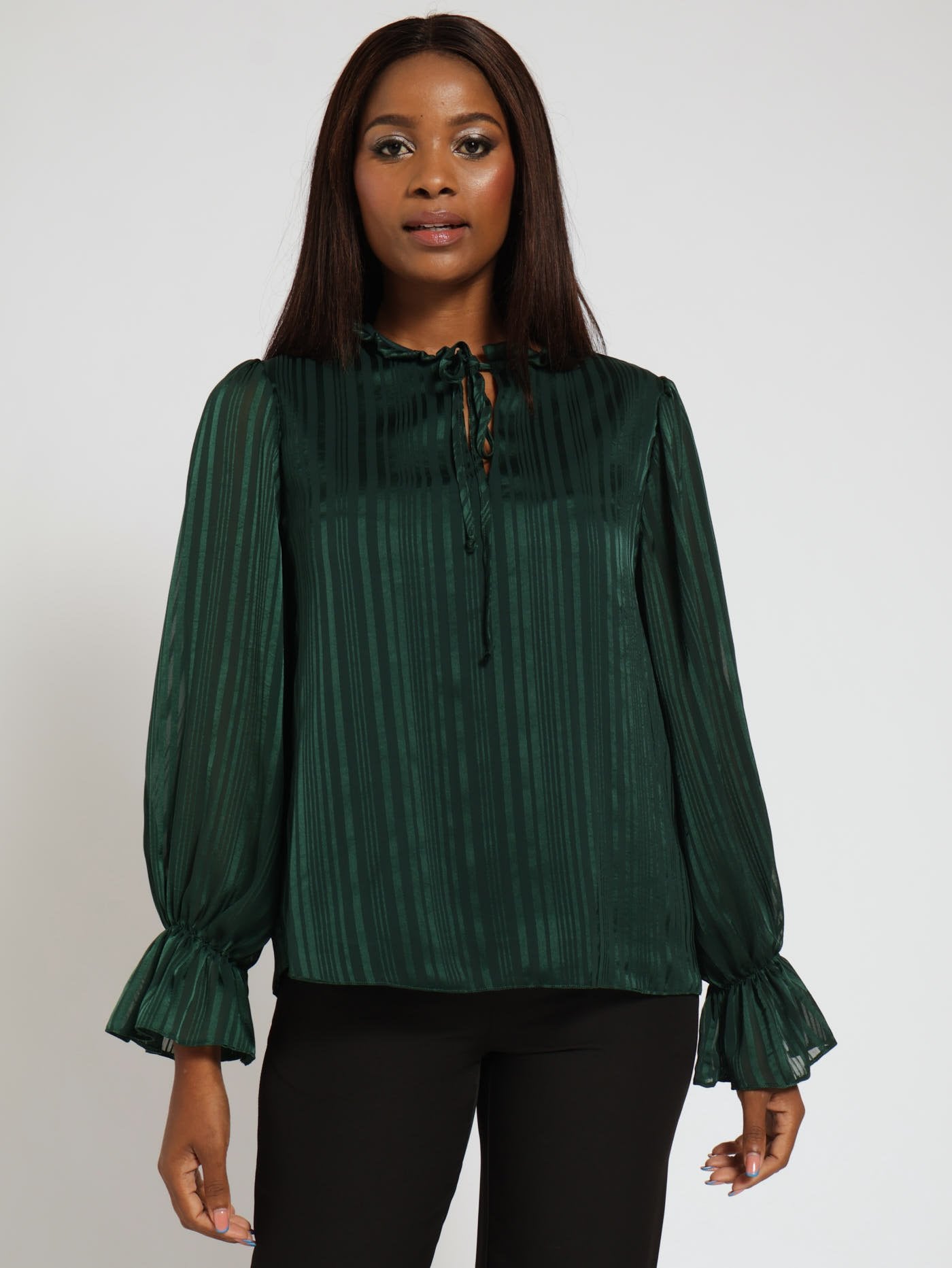 green peasant blouse