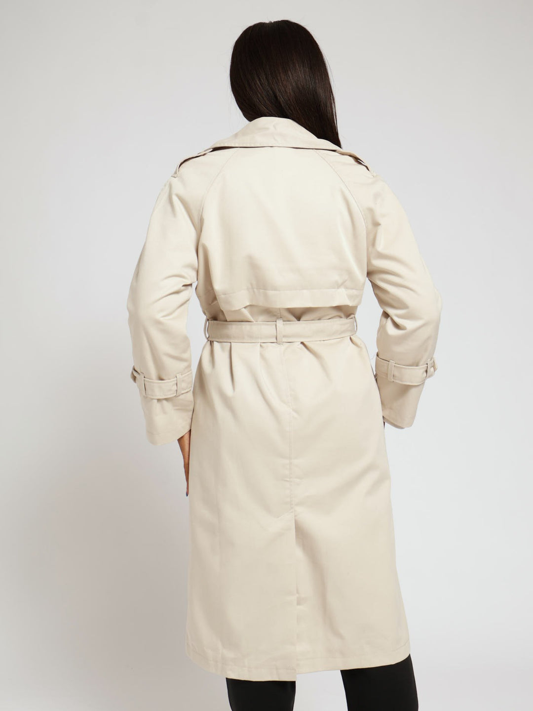 Classic Trench Coat With Epaulettes & Button Detail - Stone