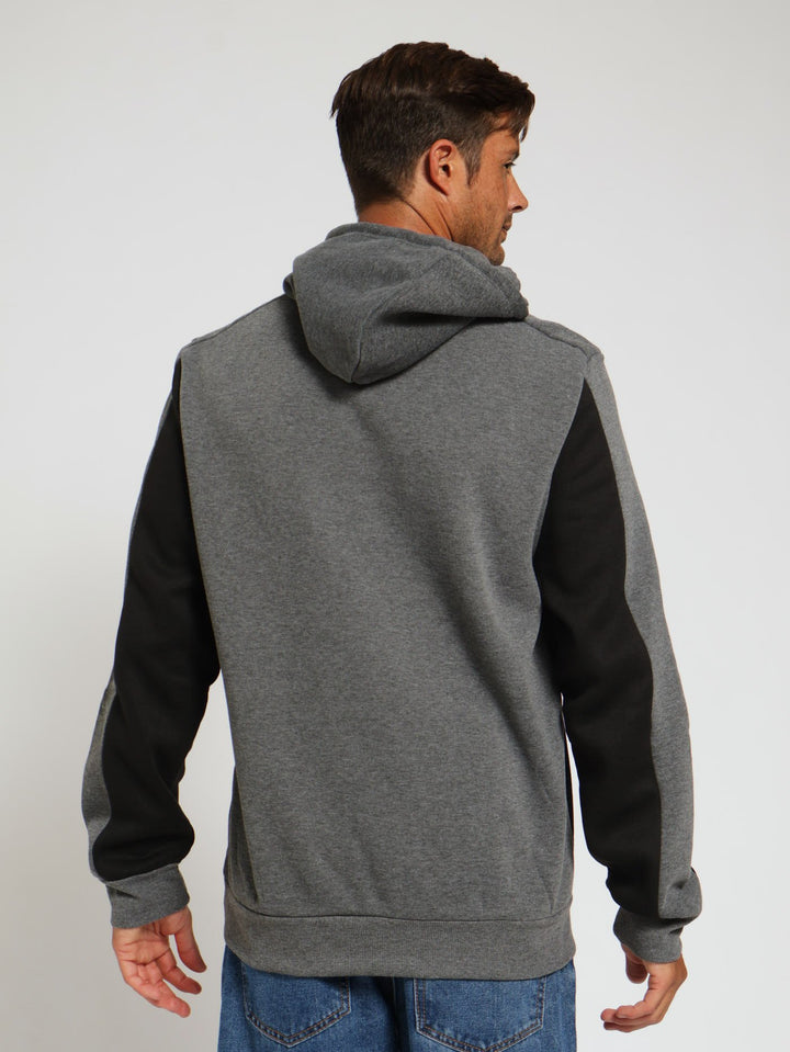 Colour Block Pull Over Hoody - Black