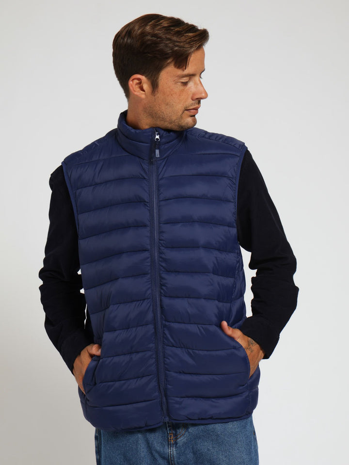 Sleeveless Puffer Jacket - Navy