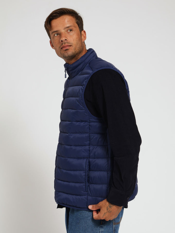 Sleeveless Puffer Jacket - Navy