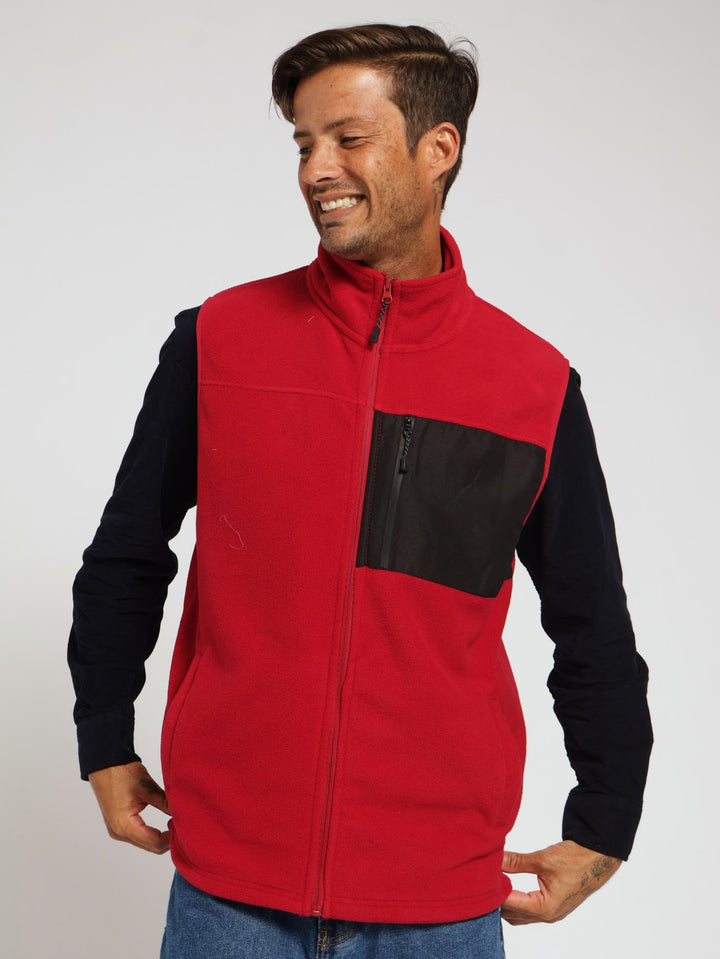 Zip Through Gilet Jacket - Red