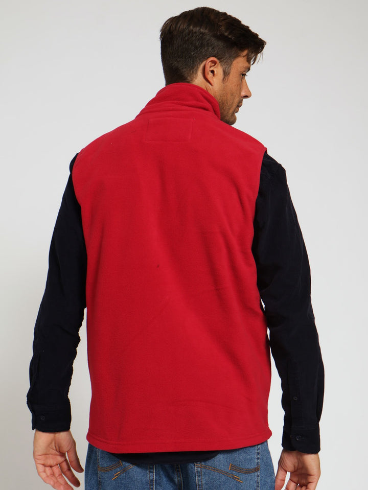 Zip Through Gilet Jacket - Red