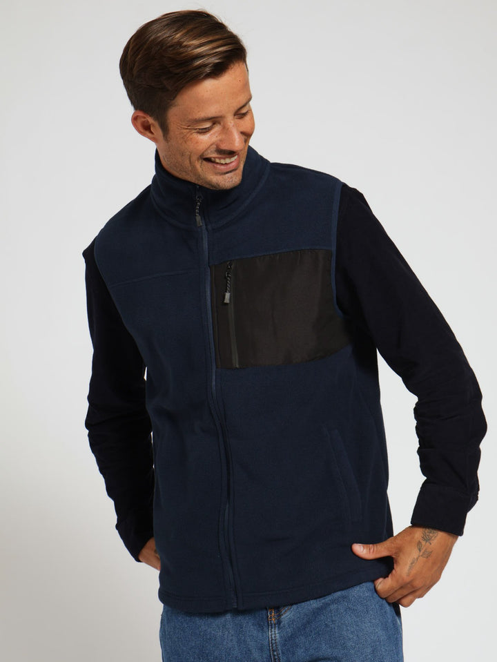 Zip Through Gilet Jacket - Navy