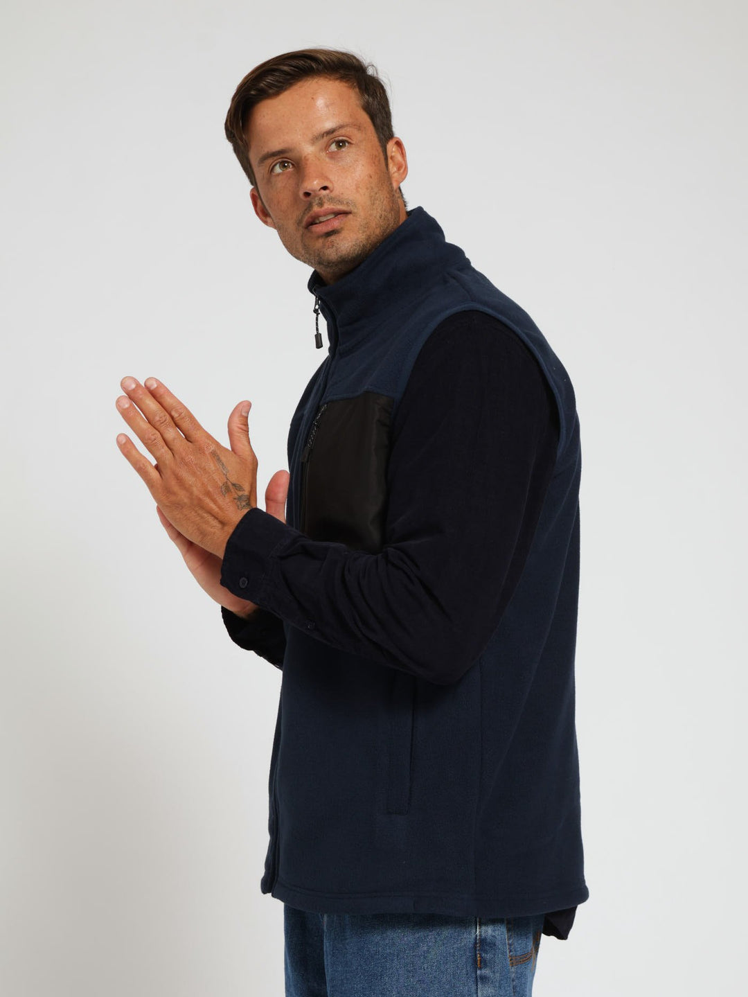 Zip Through Gilet Jacket - Navy