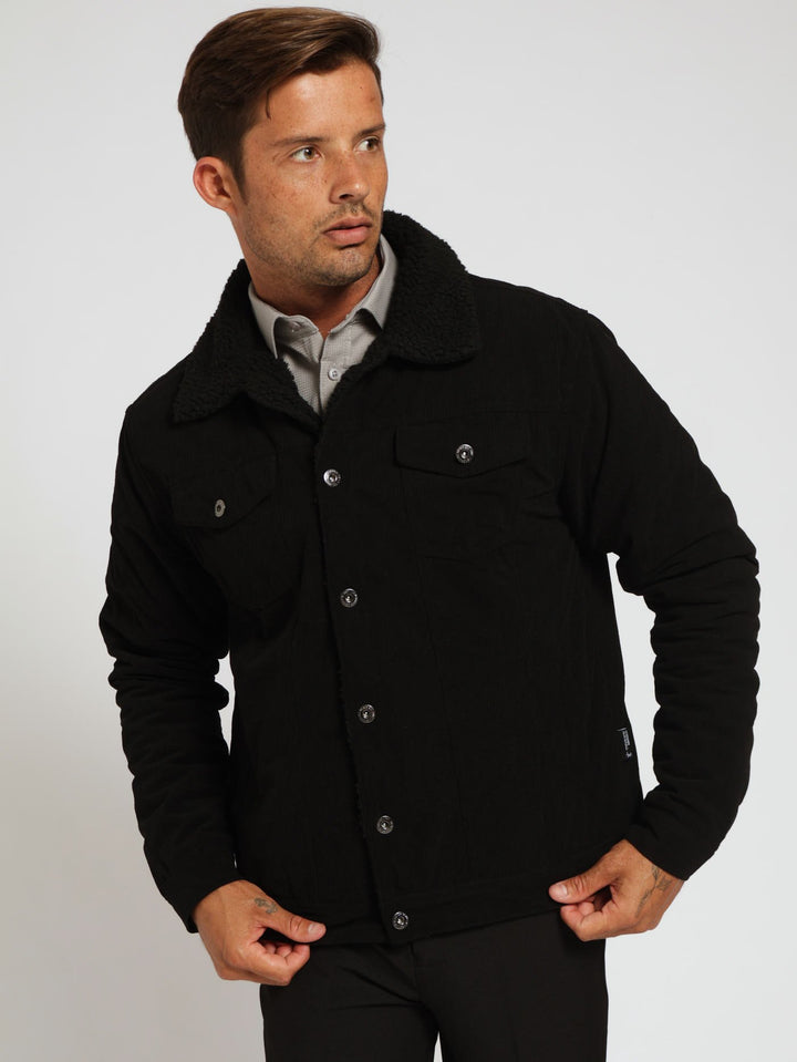 Corduroy Trucker Jacket - Black
