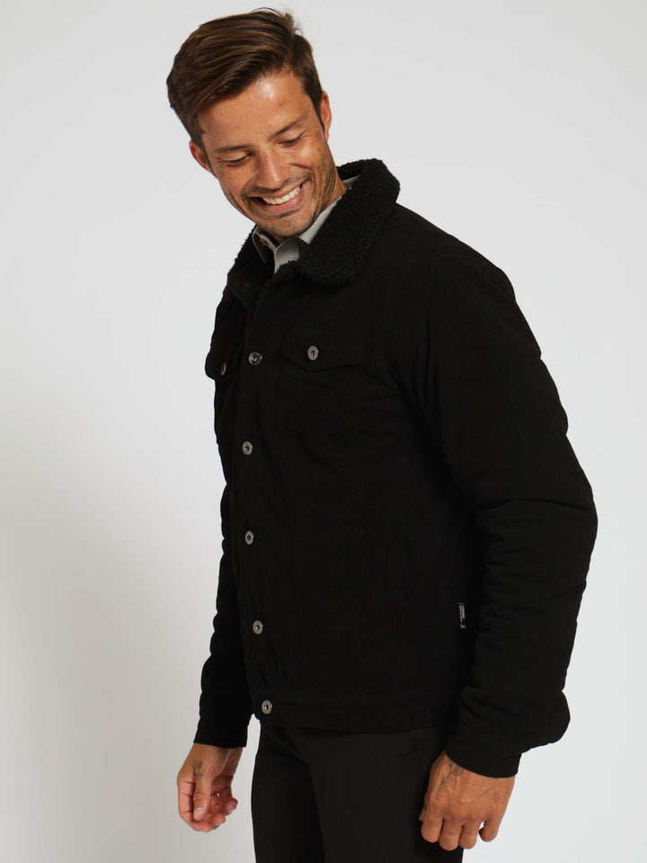 Corduroy Trucker Jacket - Black