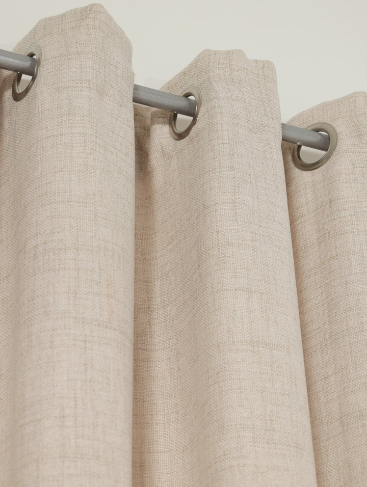 Lined Marbella Texture Eyelet Curtain - Natural
