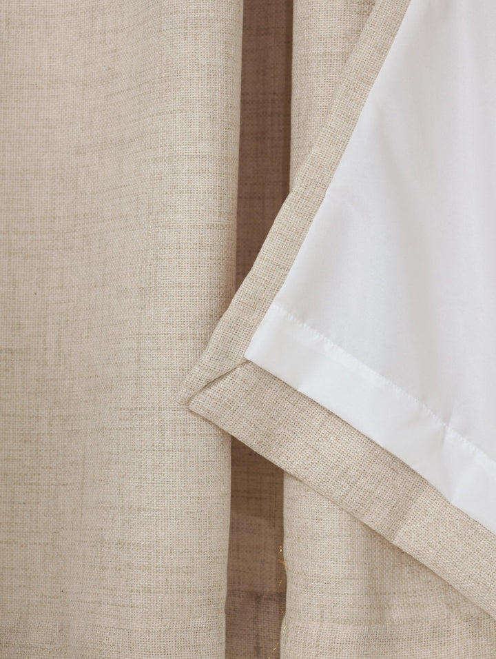 Lined Marbella Texture Eyelet Curtain - Natural