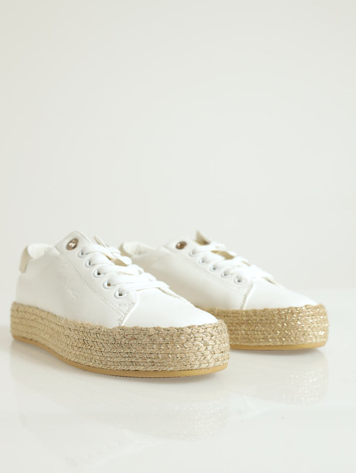 Low Cut Lace-Up Espadrille Sneaker - White