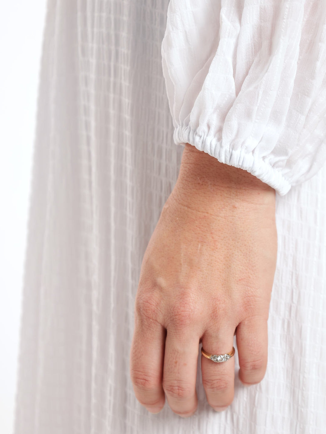 Ladies Long Sleeve Waisted Hi-Neck Midi Dress - White