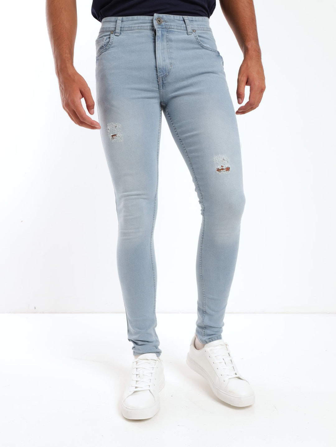 Men's Bleach Wash Rip Skinny Denim Jean