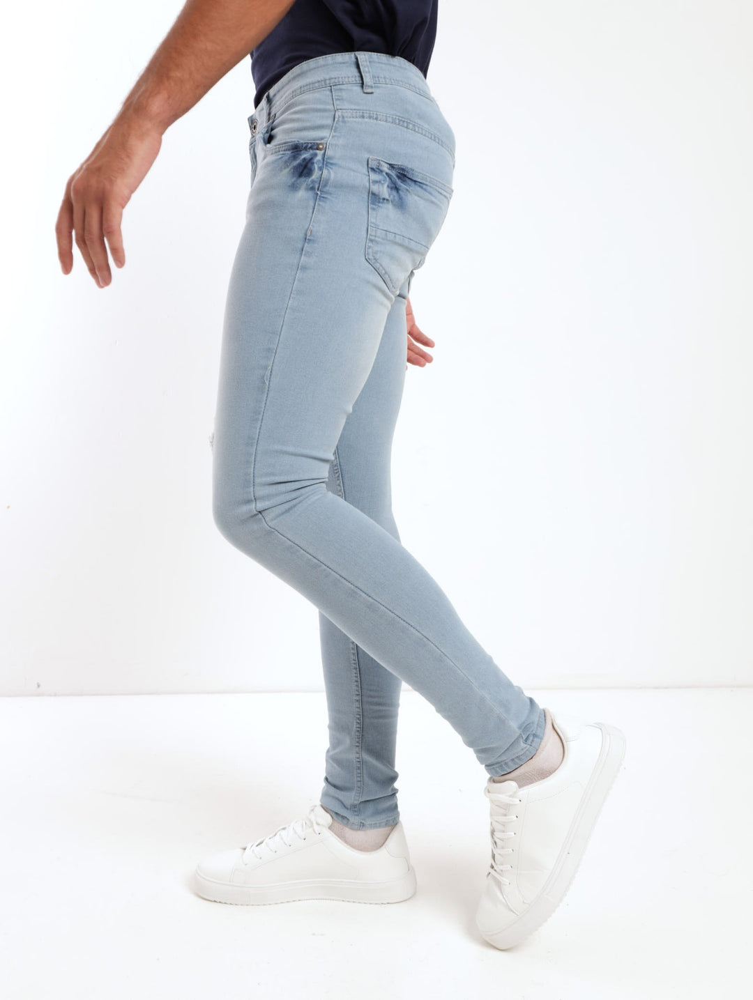 Men's Bleach Wash Rip Skinny Denim Jean