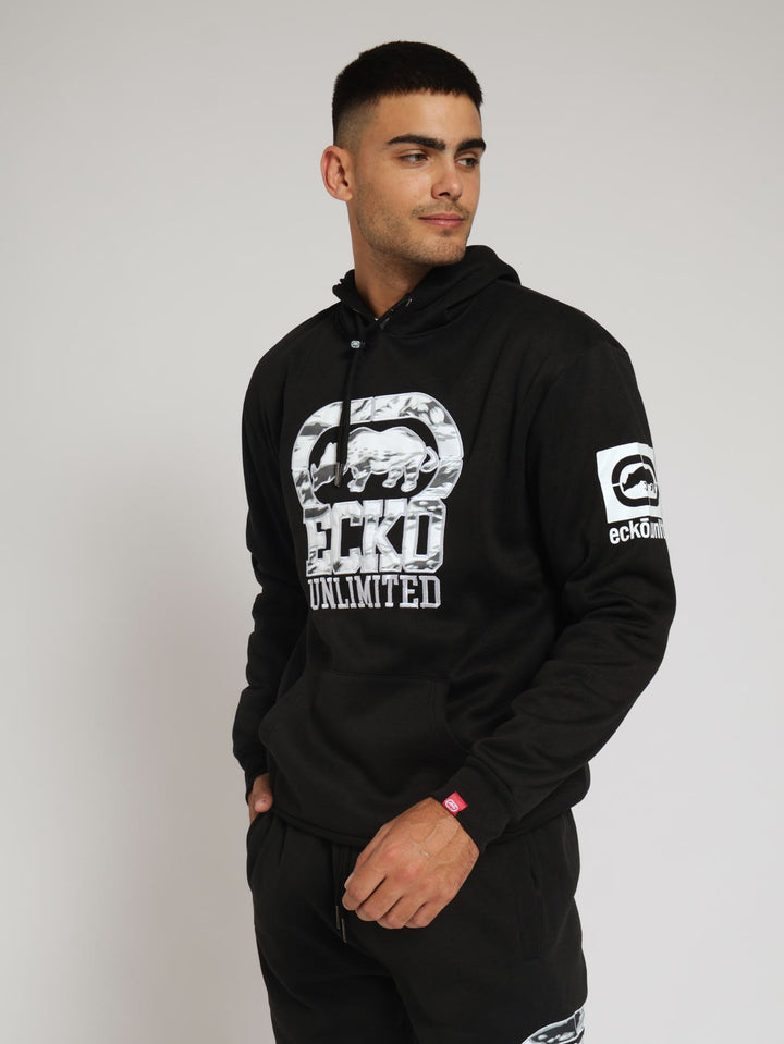 Camo Applique Hoody - Black