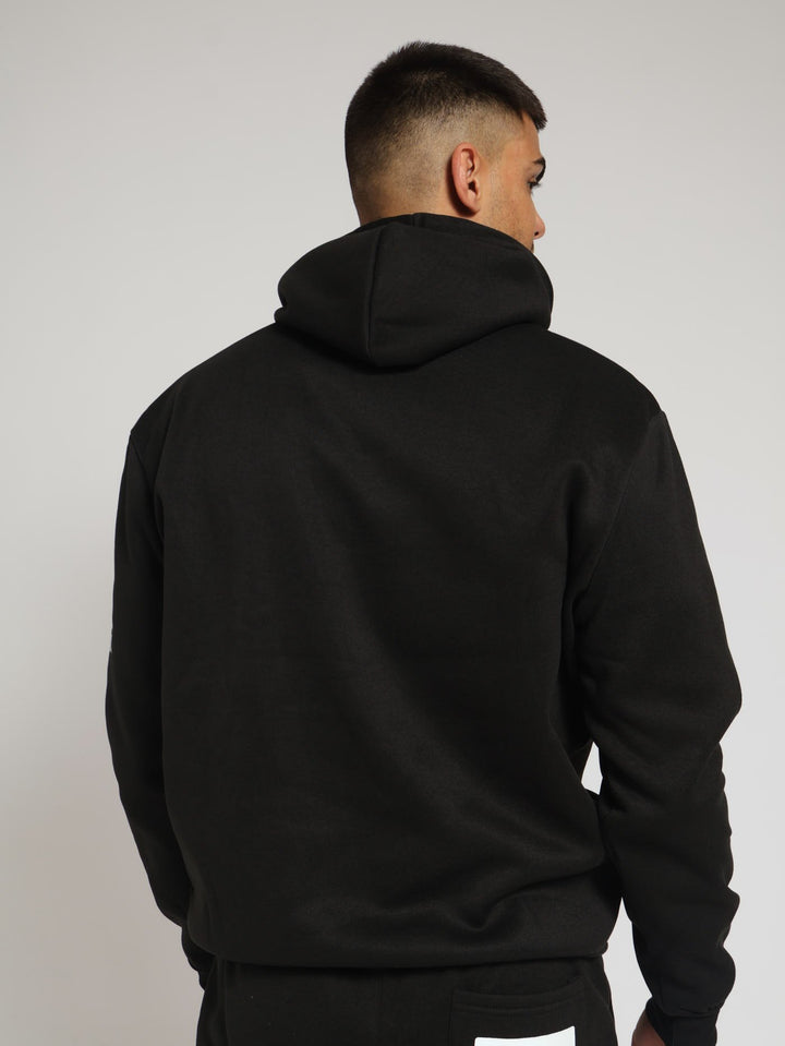 Camo Applique Hoody - Black
