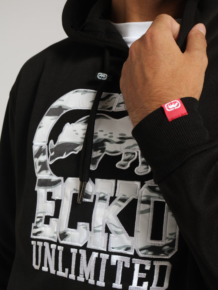 Camo Applique Hoody - Black