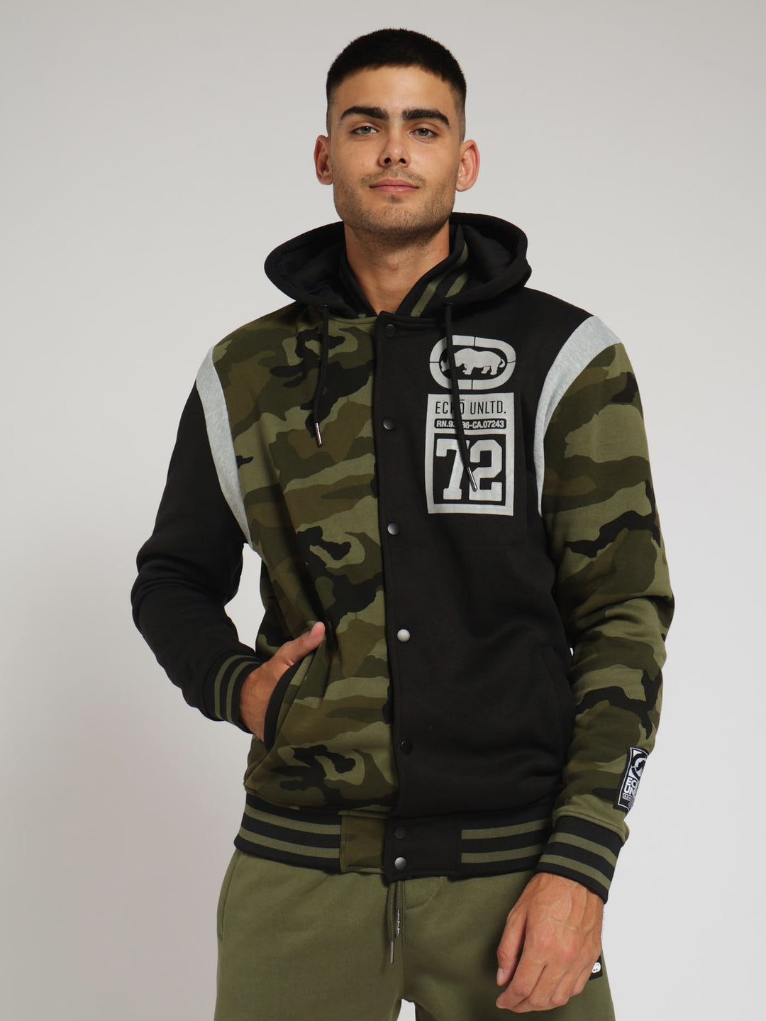 Camo Hooded Jacket - Black