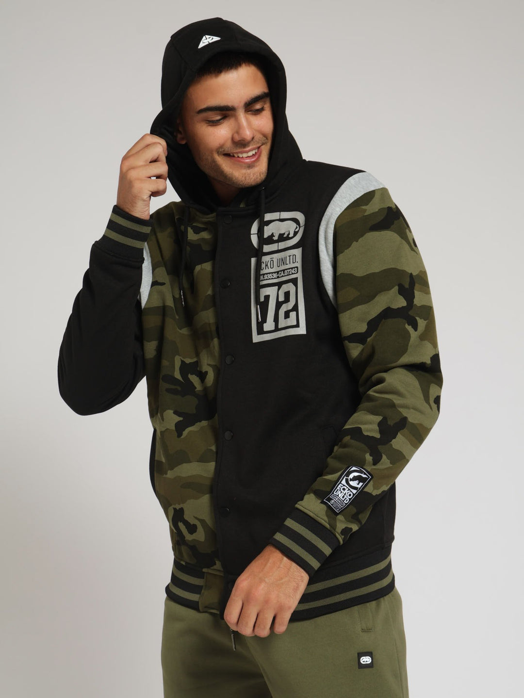 Camo Hooded Jacket - Black