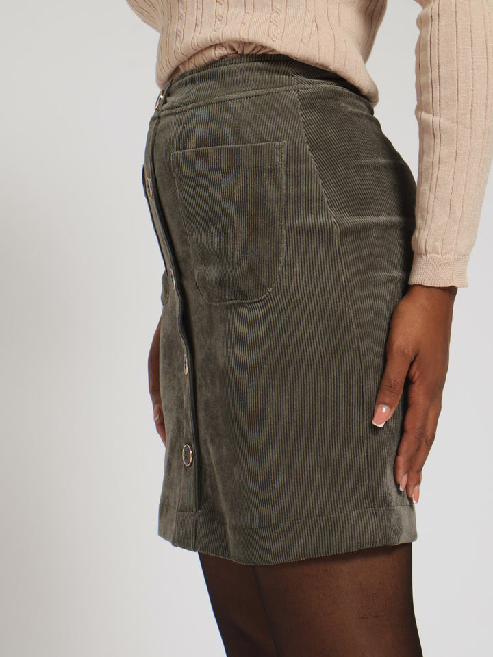 Babycord Mini Skirt - Army Green