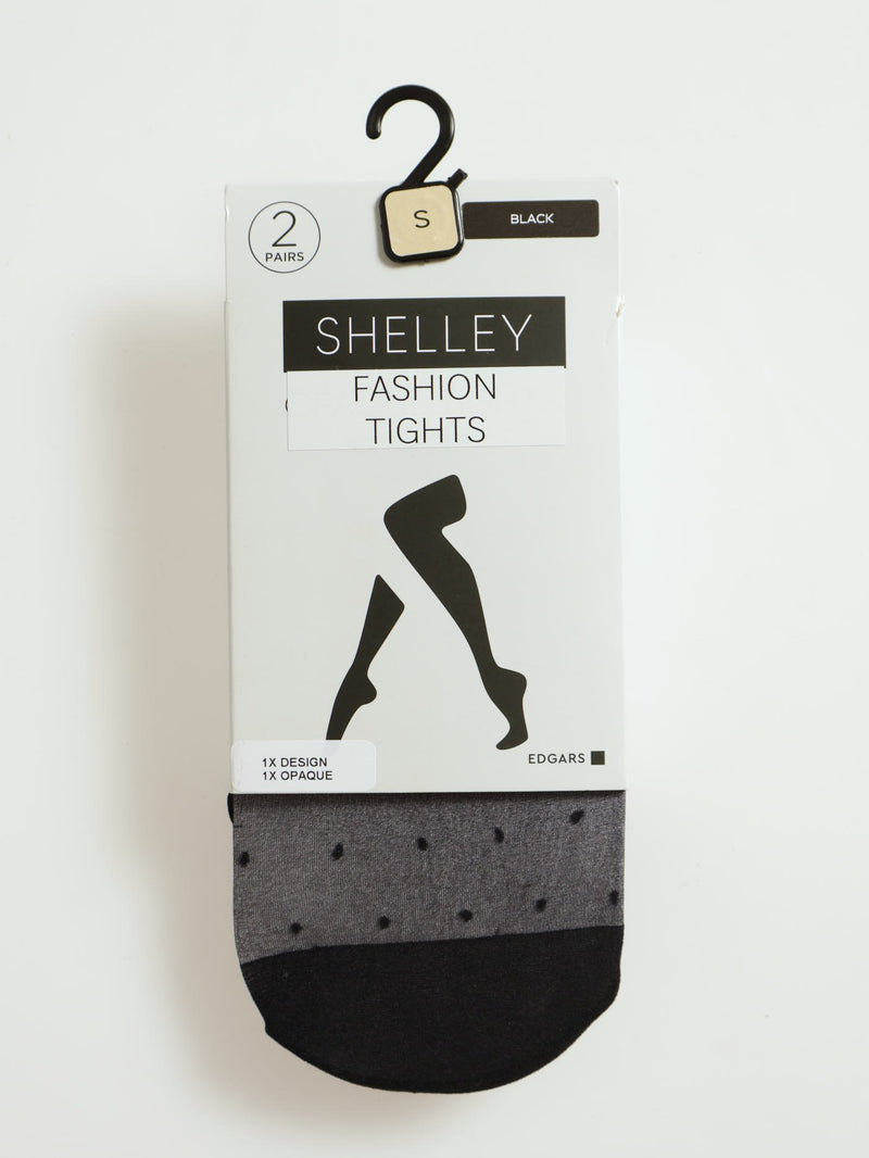 2 Pack Sheer Spot & Plain Stocking - Black