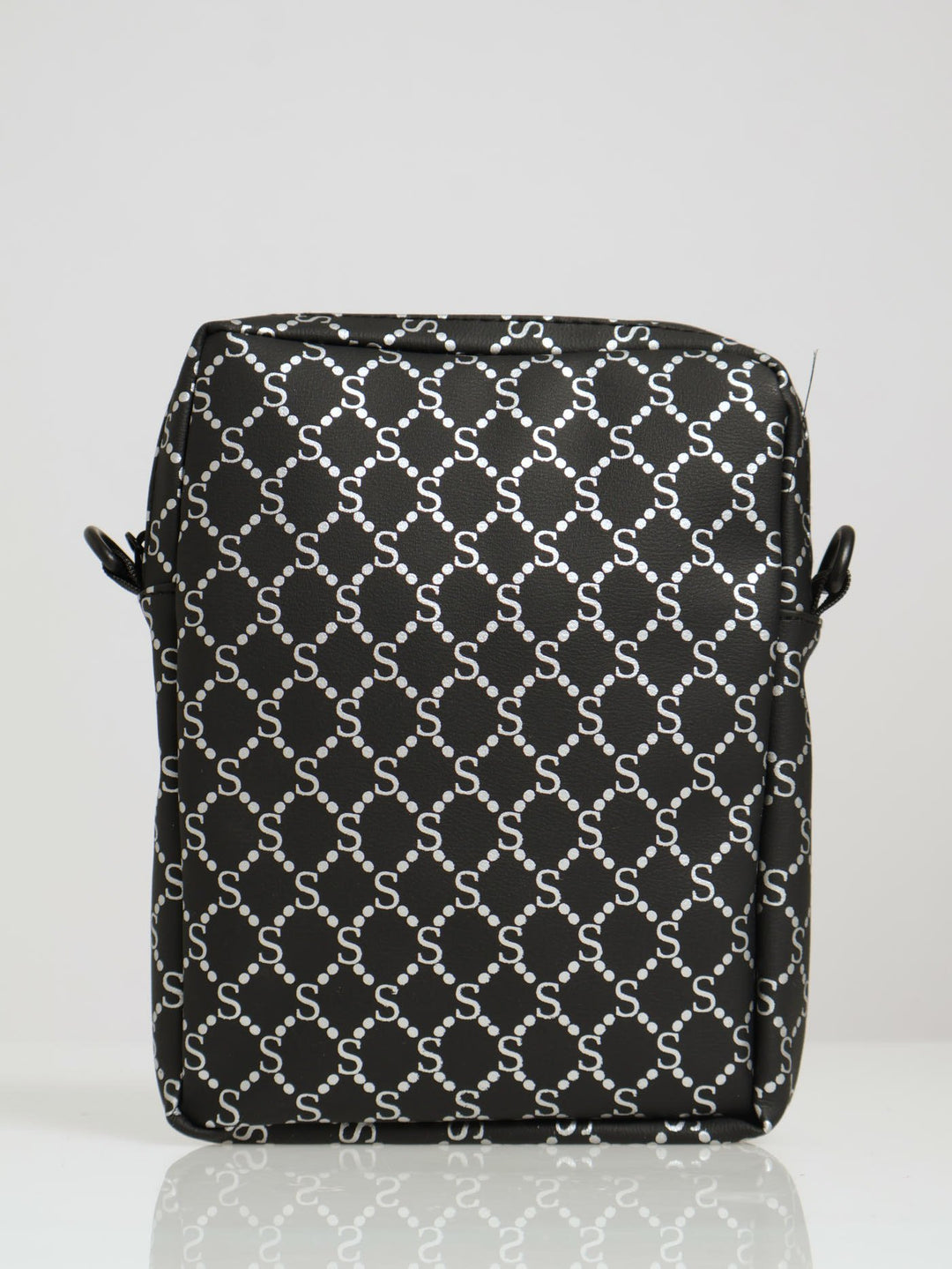 Mono Print Crossbody Bag - Black