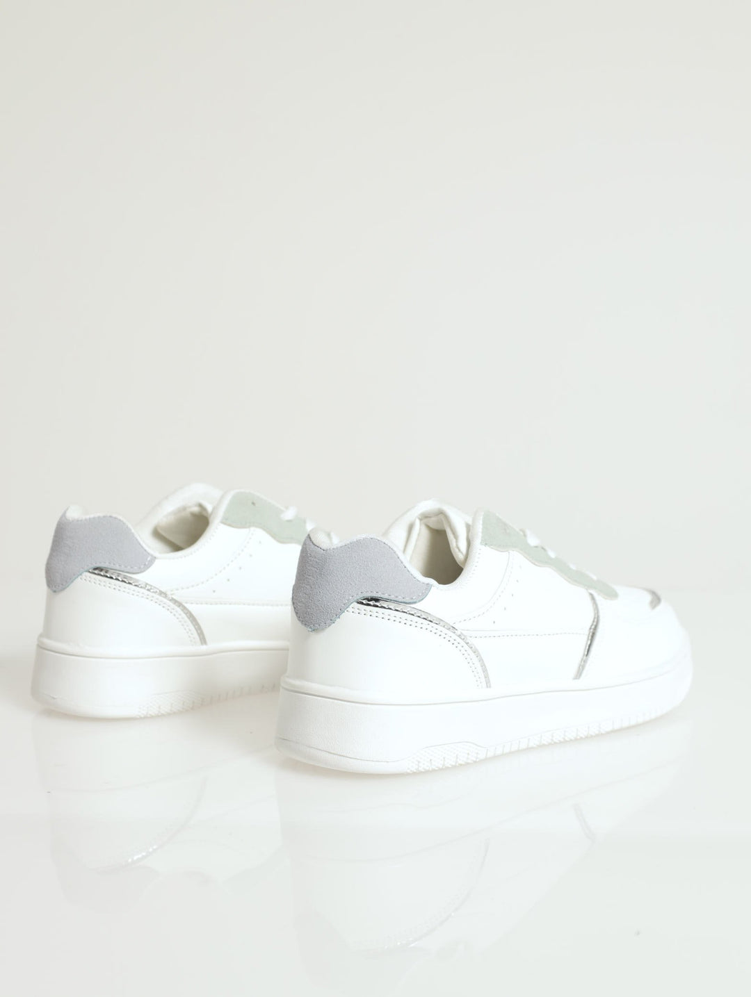 Pin Punch Vamp With Fabric Block Inserts - White