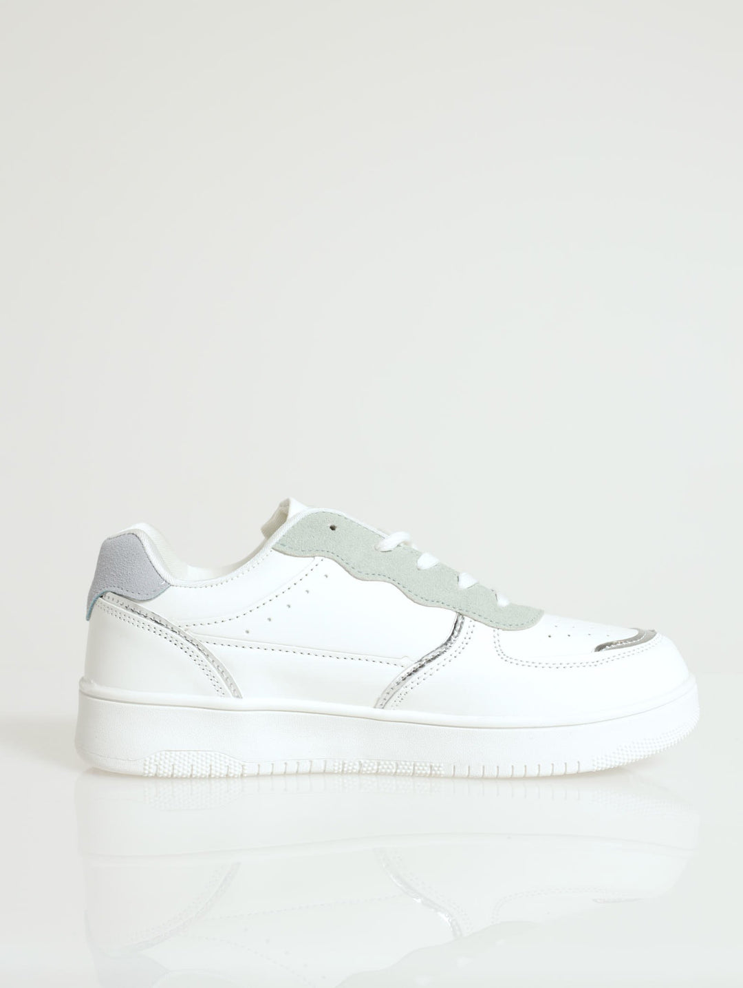 Pin Punch Vamp With Fabric Block Inserts - White