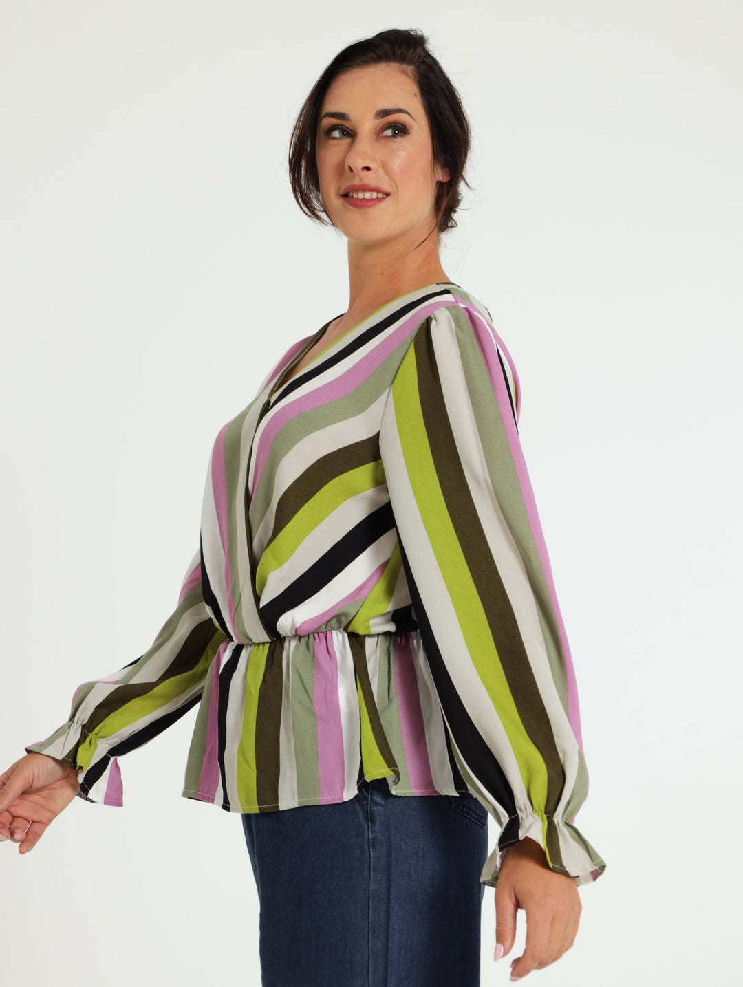 Long Sleeve Wrap Peplum Top