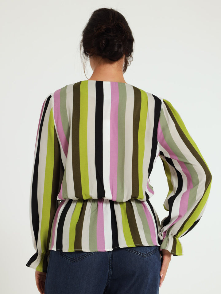 Long Sleeve Wrap Peplum Top