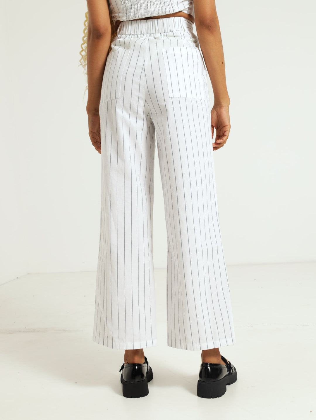 Linen Pinstripe Pants - Cream