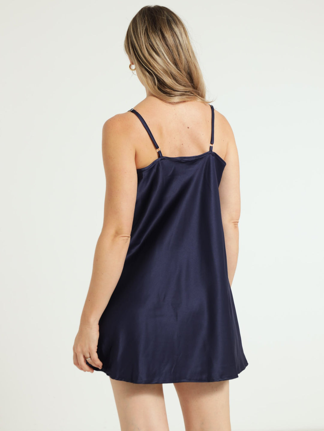 Satin Gown & Chemise - Navy