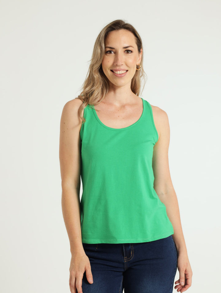Scoop Neck Stretch Tank Top - Bright Green