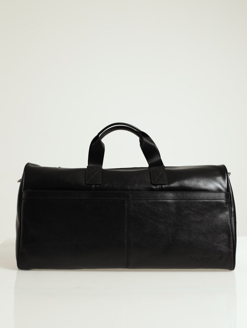 Faux Leather Duffel Bag - Black