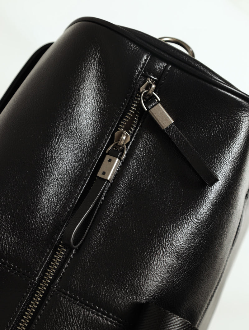 Faux Leather Duffel Bag - Black