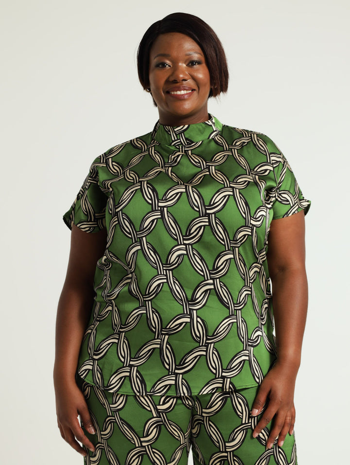 Satin Blouse - Green