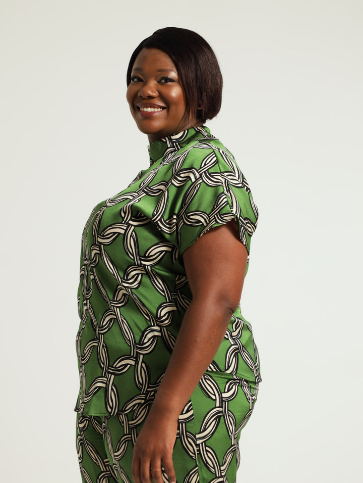 Satin Blouse - Green