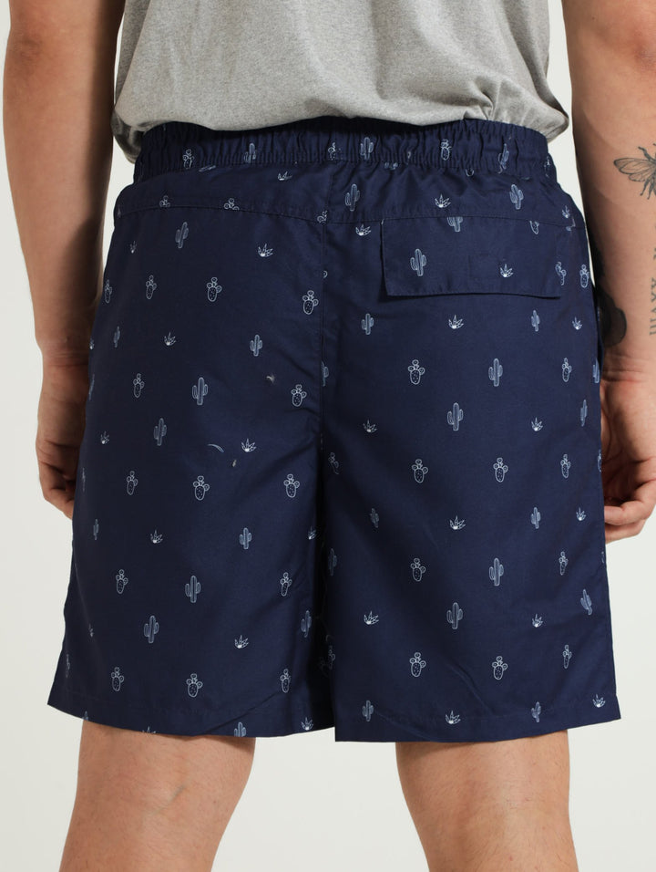Cactus Print Swim Shorts - Navy